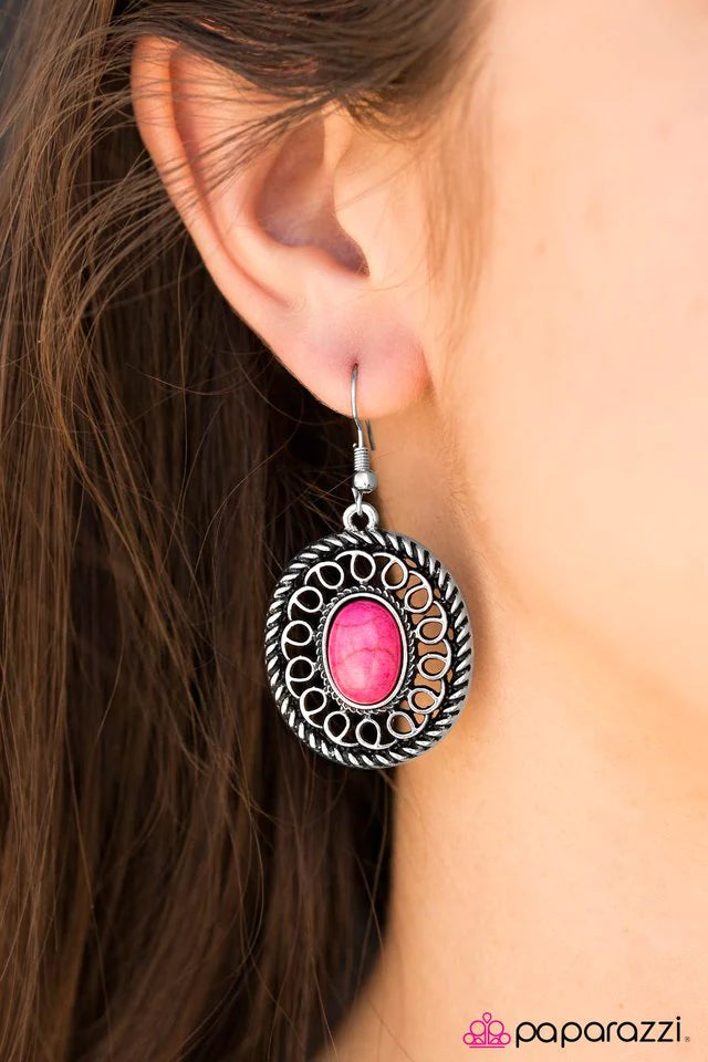 Paparazzi Earring ~ Take The TRAIL Less Traveled - Pink