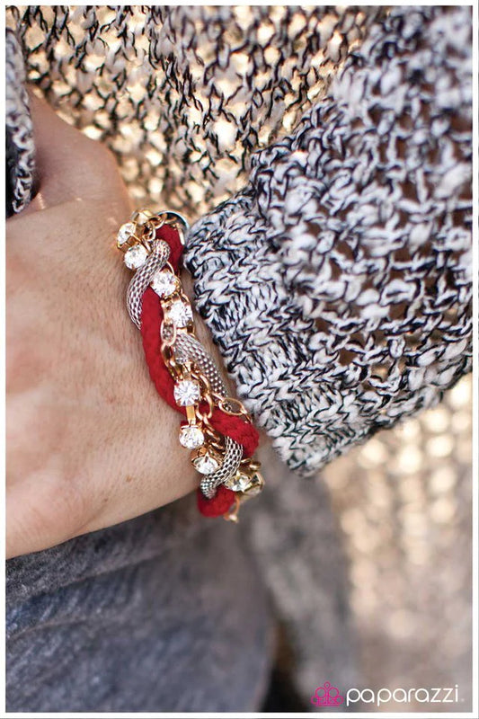 Paparazzi Bracelet ~ Twisted Treasure - Red