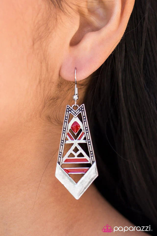 Paparazzi Earring ~ Jungle Adventure - Red