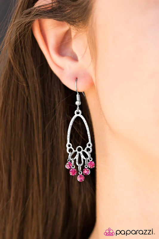 Paparazzi Earring ~ Twinkling Nights - Pink