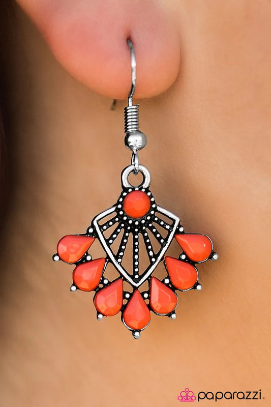 Paparazzi Earring ~ Find Me Under The Palms - Orange