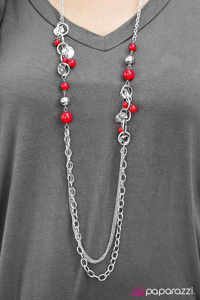 Paparazzi Necklace ~ Dont Worry, BEACH Happy - Red