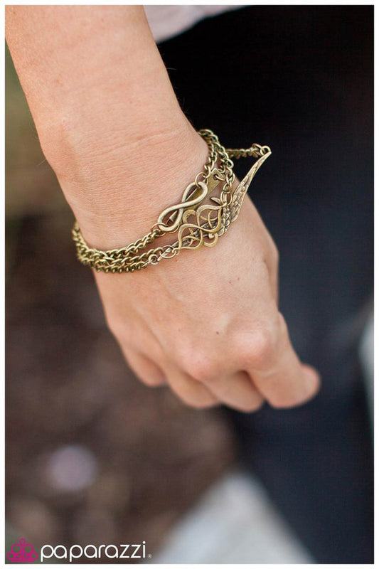 Paparazzi Bracelet ~ Then Love Swooped In - Brass