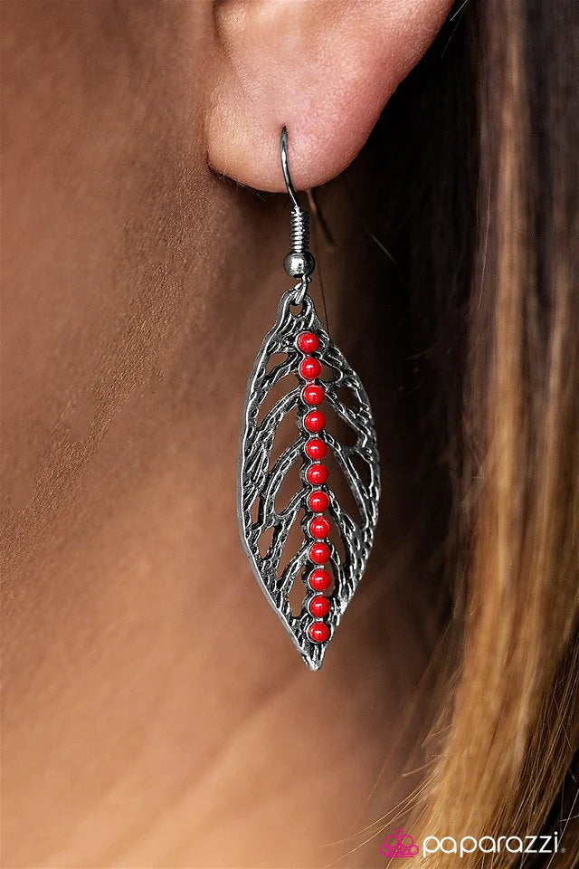 Paparazzi Earring ~ LEAF It At That - Red