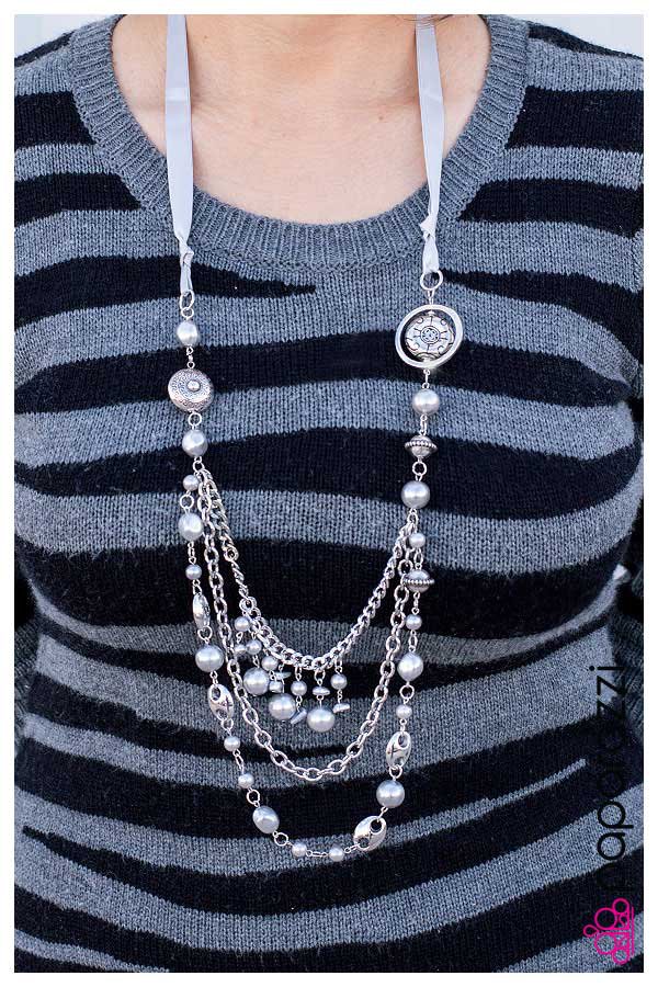 Paparazzi Necklace ~ All The Trimmings - Gray
