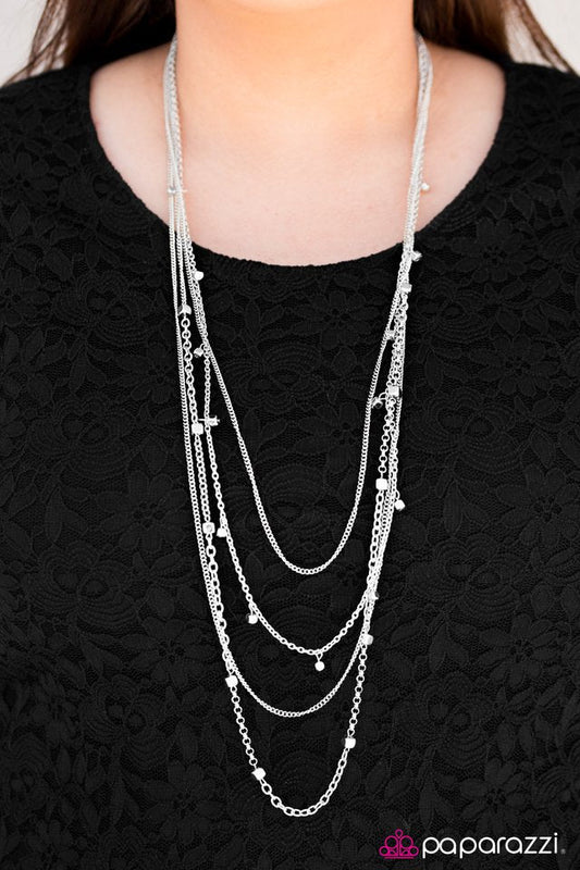 Paparazzi Necklace ~ Ive Been Blocked - Silver