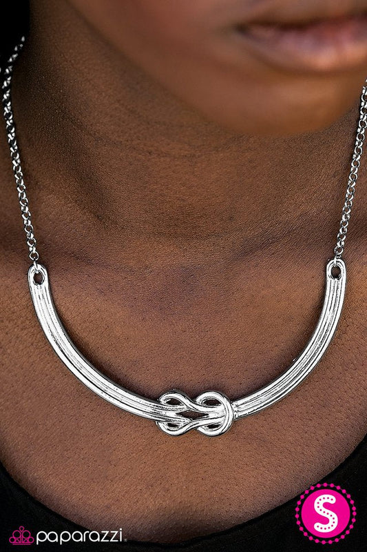 Paparazzi Necklace ~ Whats KNOT To Like? - Silver