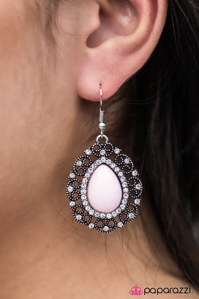 Paparazzi Earring ~ Always Wear Your Crown - Pink