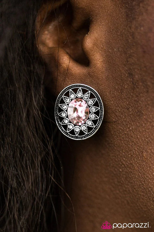 Paparazzi Earring ~ Just A Glimmer - Pink