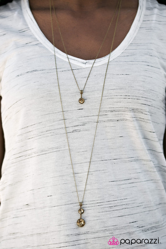 Paparazzi Necklace - Central Spark - Brass