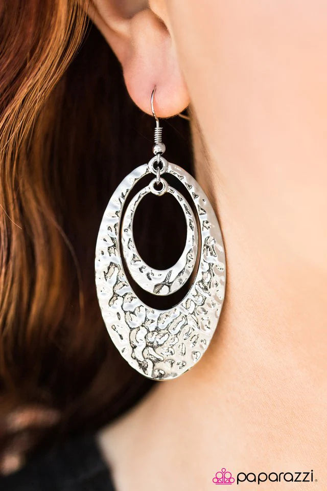 Paparazzi Earring ~ Rippling Reflections - Silver