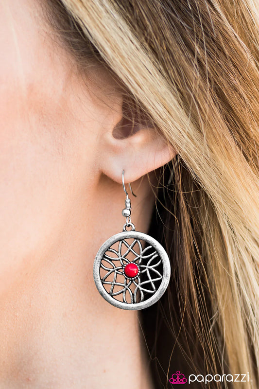 Paparazzi Earring ~ Pinch Me, Im GLEAMING - Red