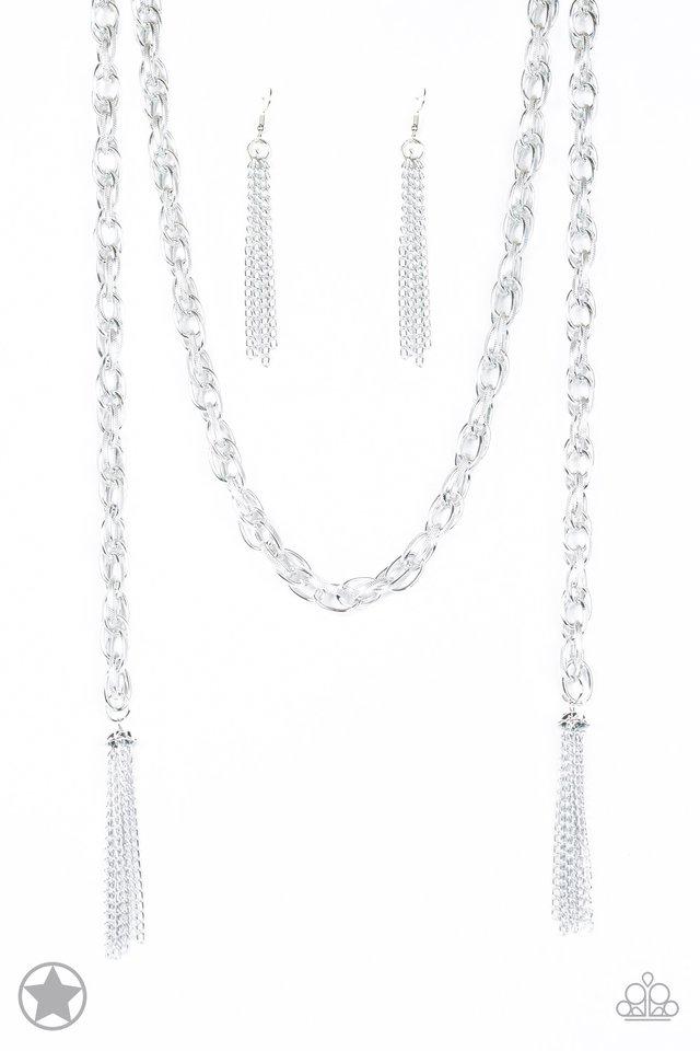 Paparazzi Necklace ~ SCARFed for Attention - Silver
