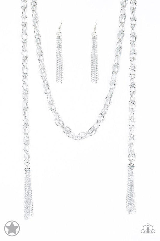 Paparazzi Necklace ~ SCARFed for Attention - Silver