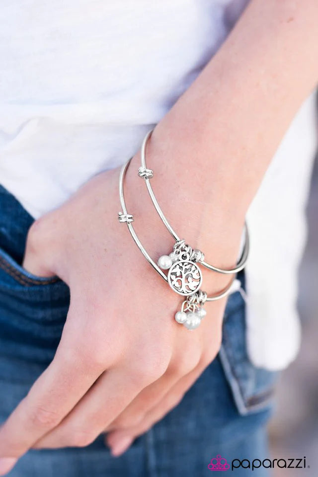 Pulsera Paparazzi ~ Fiesta Zen - Plata