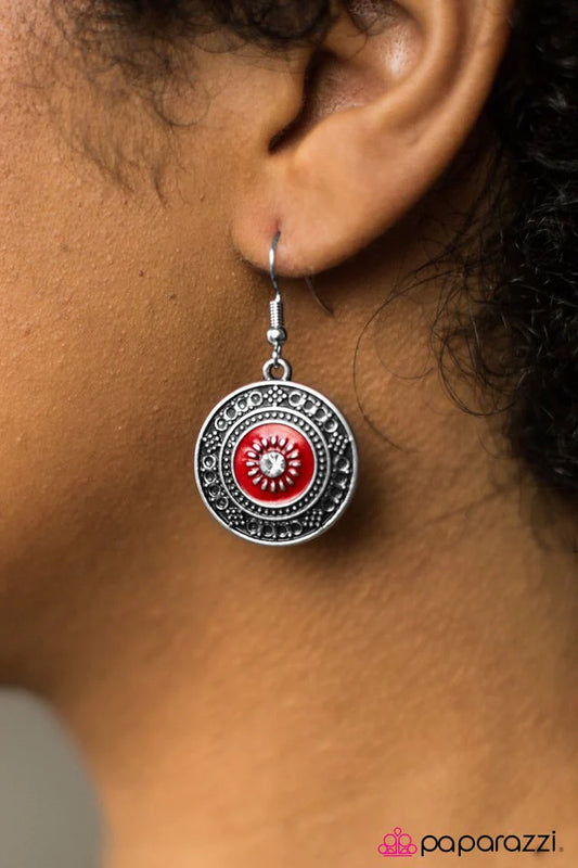 Paparazzi Earring ~ Candid Kansas - Red