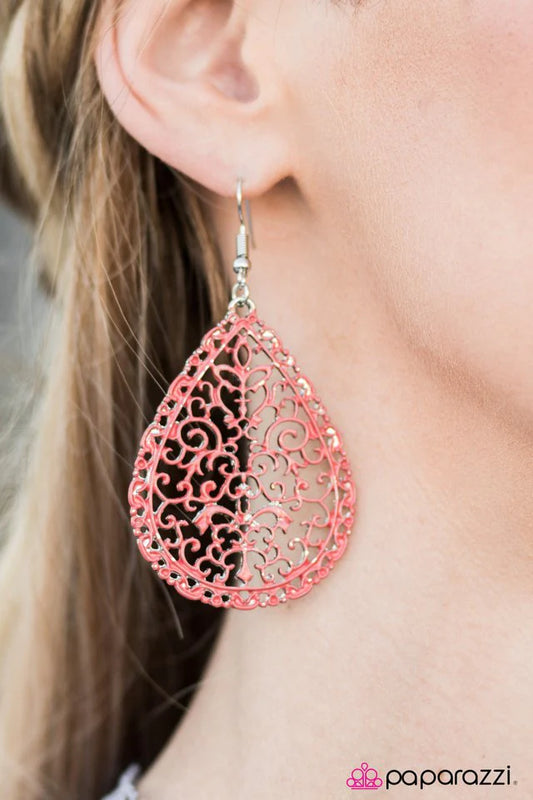 Paparazzi Earring ~ Spring Rain - Orange