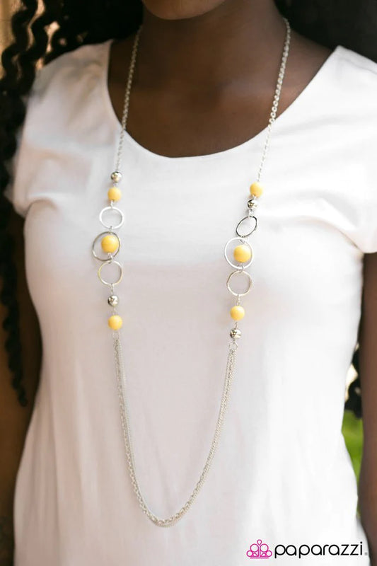 Paparazzi Necklace ~ The Middle GLAM - Yellow