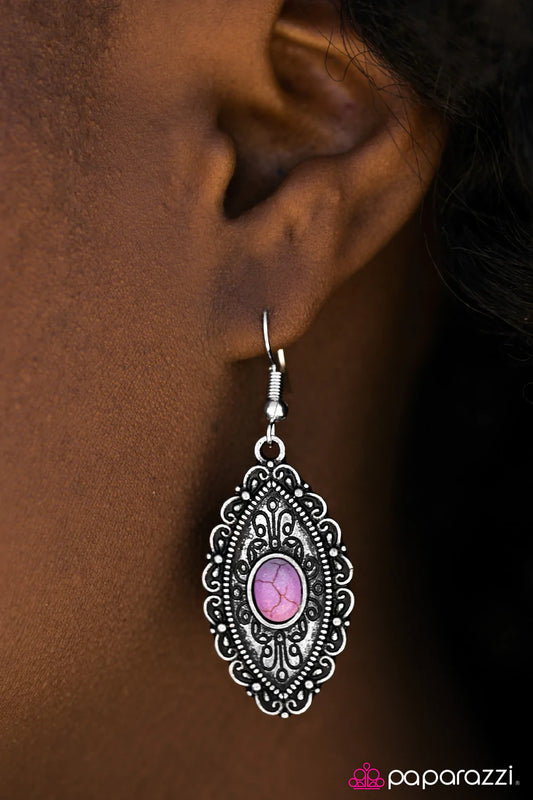 Paparazzi Earring ~ Trail Queen - Purple