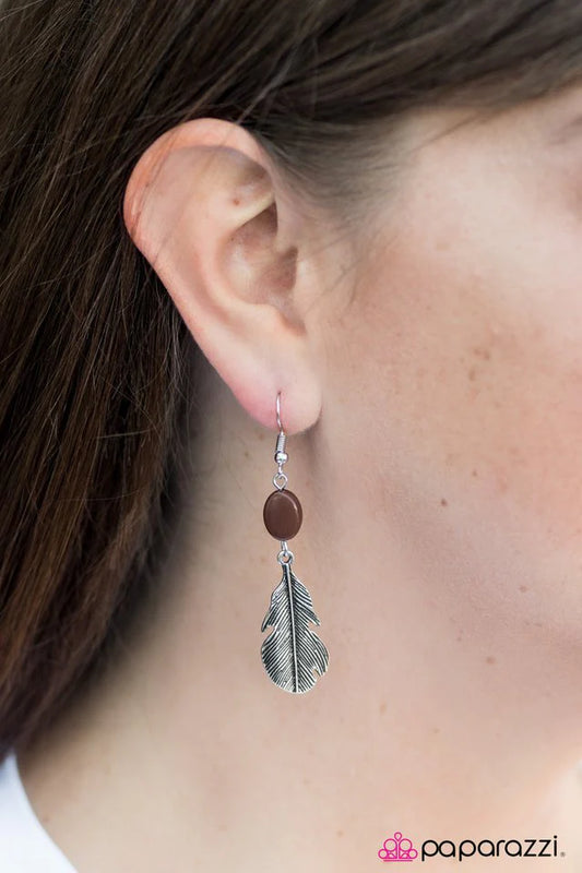 Paparazzi Earring ~ FLIGHT Of Day - Brown