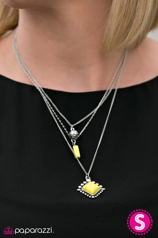 Paparazzi Necklace ~ Leave No SANDSTONE Unturned - Yellow