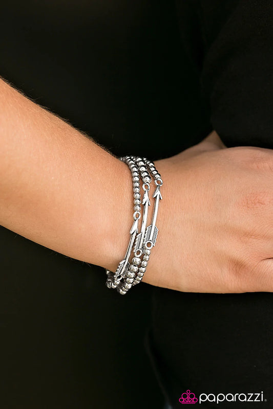 Paparazzi Bracelet ~ Ready, Aim, Fire! - Silver