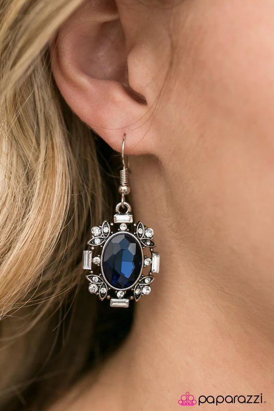 Paparazzi Earring ~ Timelessly Titanic - Blue