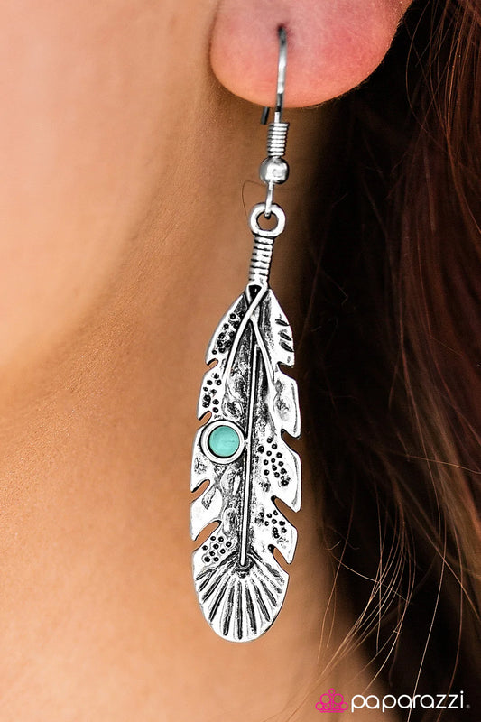 Paparazzi Earring ~ Its Never Too Late To Fly - Blue