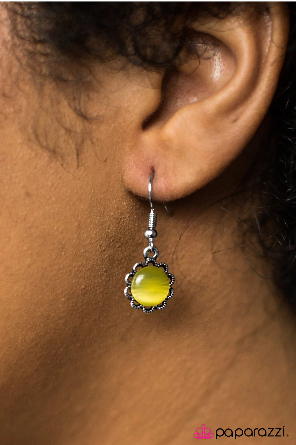 Paparazzi Earring ~ No Place Id Rather BEAM - Yellow