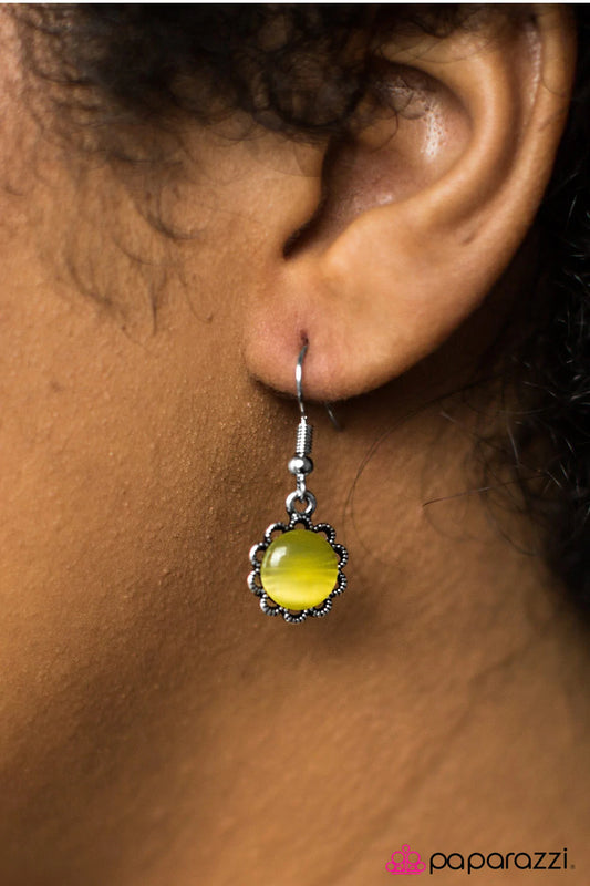 Paparazzi Earring ~ No Place Id Rather BEAM - Yellow