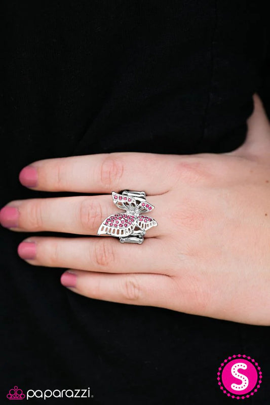Paparazzi Ring ~ With Brave Wings She Flies - Pink