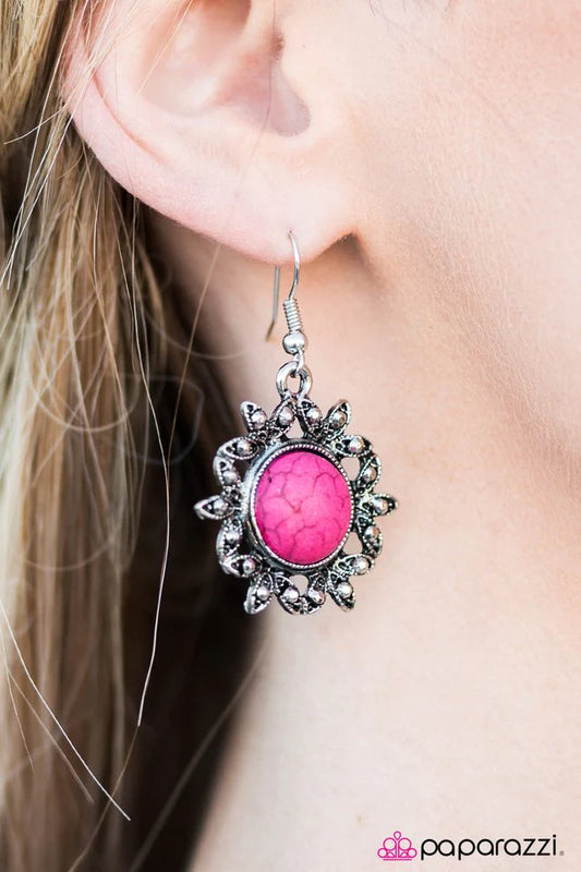 Paparazzi Earring ~ Earth Day - Pink