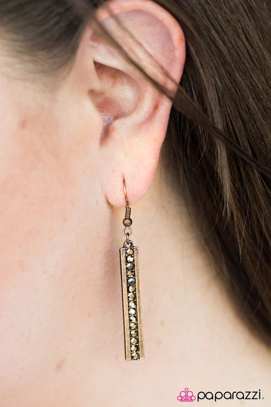 Paparazzi Earring ~ Its The Climb - Brass