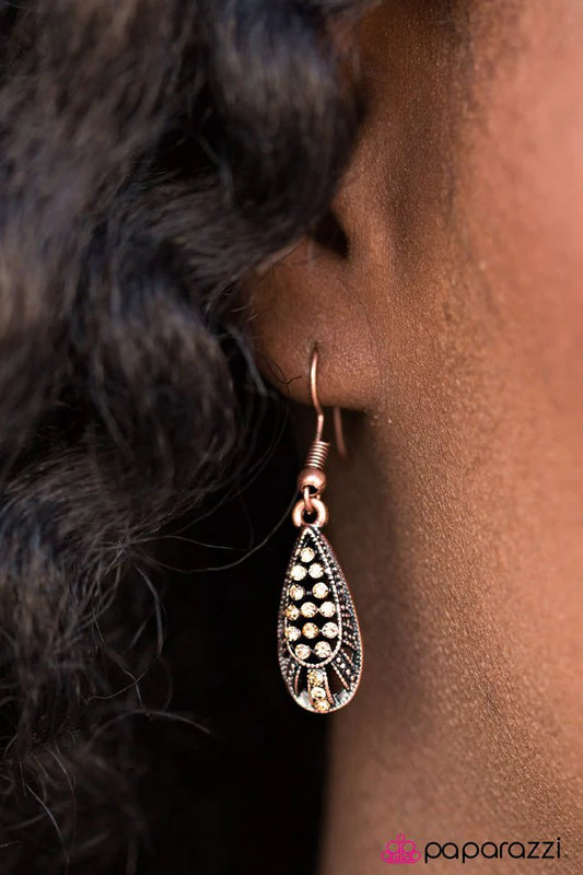 Paparazzi Earring ~ Dropping Perfection - Copper