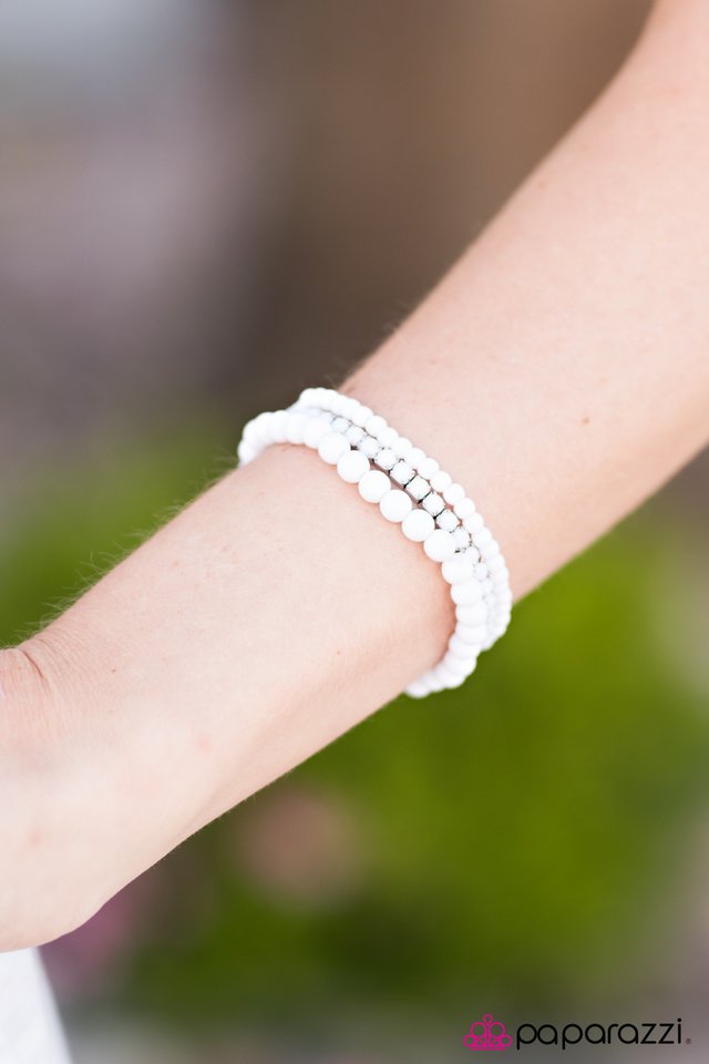 Paparazzi Bracelet ~ Pretty and Prim - White