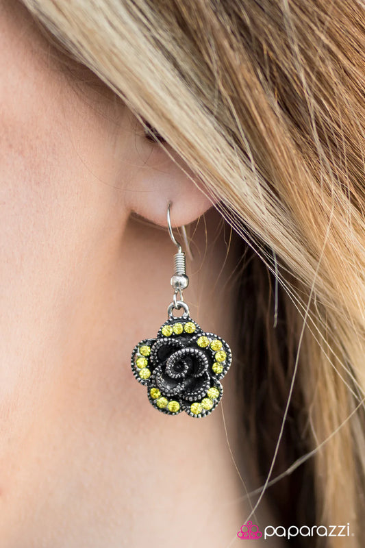 Paparazzi Earring ~ Give Her Roses - Yellow