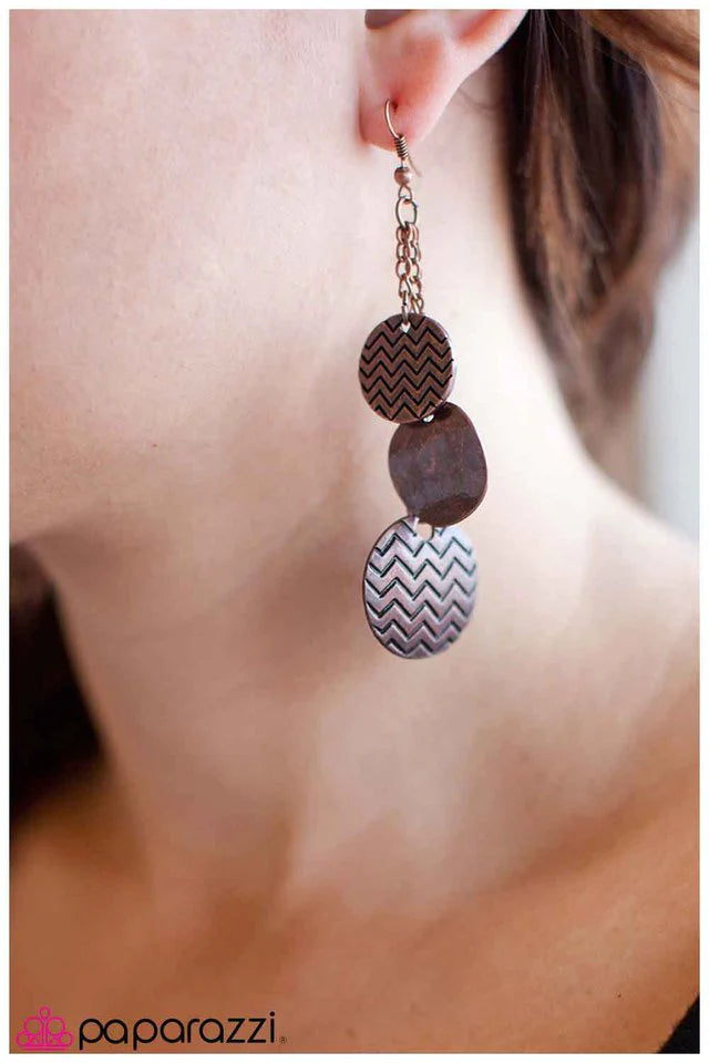 Paparazzi Earring ~ Prim and Patterened - Copper