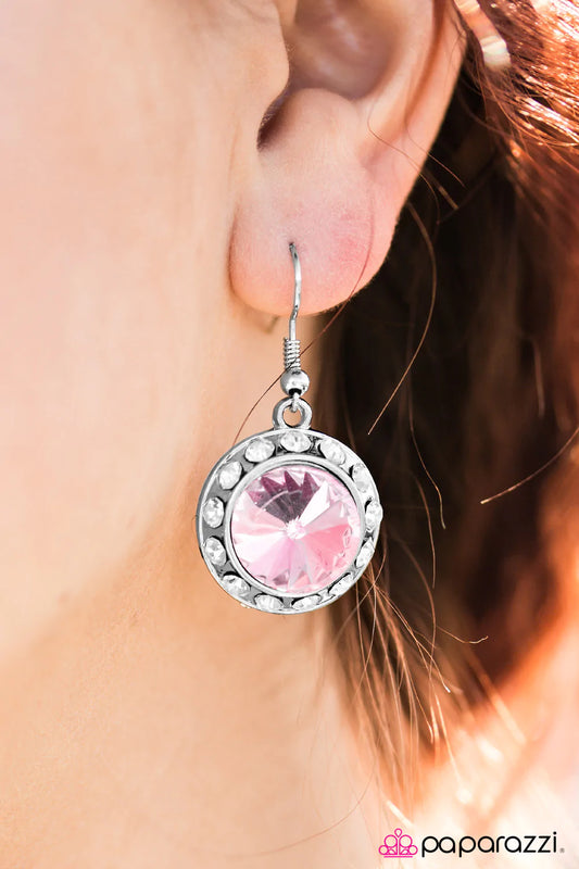 Paparazzi Earring ~ Turn on the Sparkle - Pink