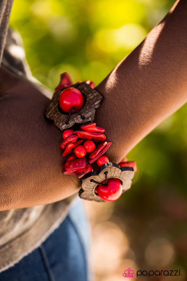 Paparazzi Bracelet ~ Bloomin Bali - Red