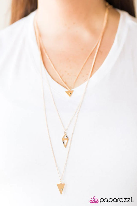 Paparazzi Necklace ~ Keep On TRI-ing - Gold