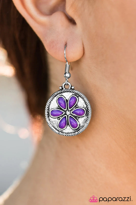 Paparazzi Earring ~ Bet Your Bottom SAND-Dollar - Purple