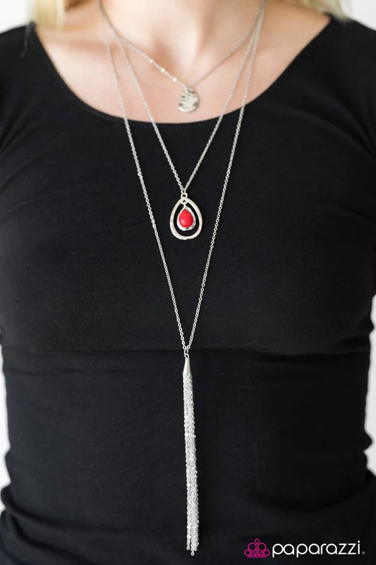 Paparazzi Necklace ~ Fire and Rain - Red