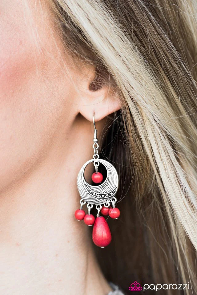 Paparazzi Earring ~ Dunes Surfer - Red