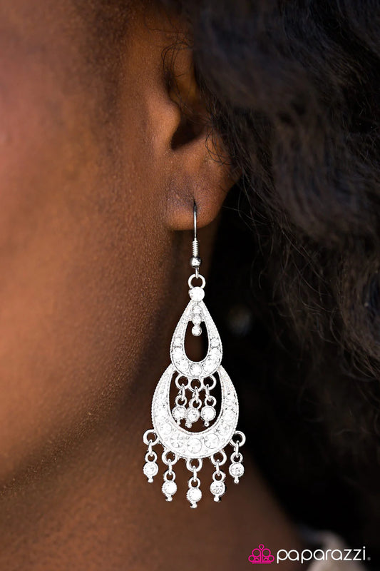 Paparazzi Earring ~ Glitter Makes Everything Better - White