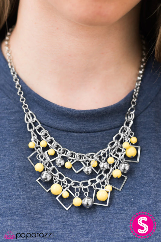 Paparazzi Necklace ~ Finally FRAME-ous - Yellow