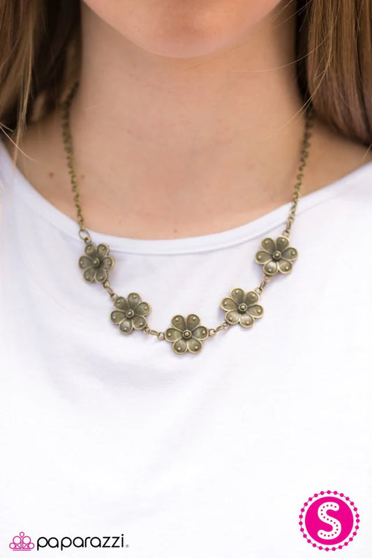 Paparazzi Necklace ~ The Earth Laughs In Flowers - Brass