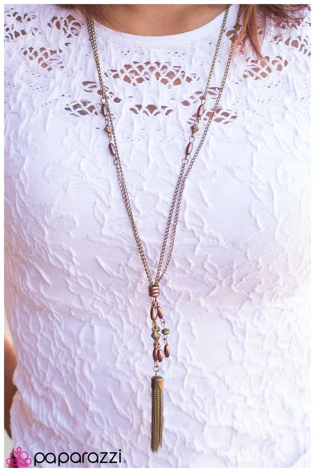 Paparazzi Necklace ~ Deliberately Delicate - Brown