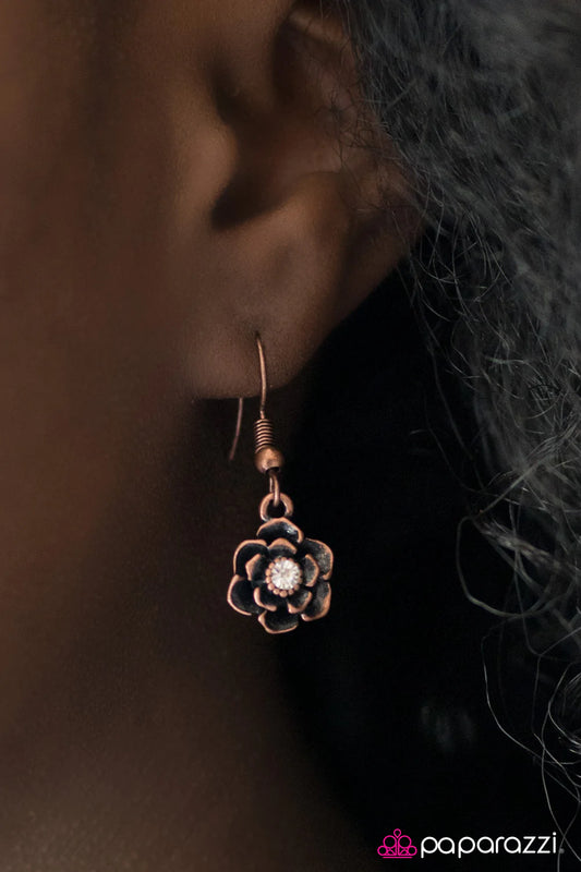 Paparazzi Earring ~ Where The Flowers Bloom - Copper