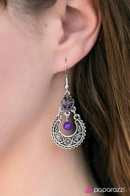 Paparazzi Earring ~ Touring Abroad - Purple