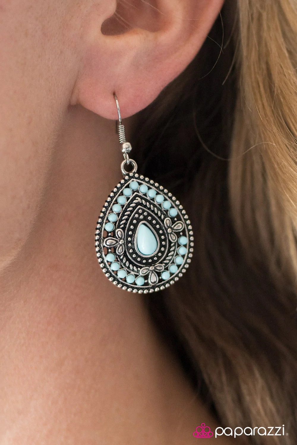 Paparazzi Earring ~ Dropping Daylight - Blue